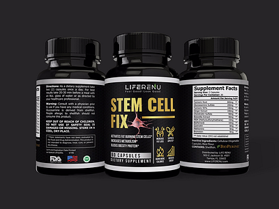 STEM CELL FIX Label Design capsule label design packaging pill supplement label supplement packaging vitamin