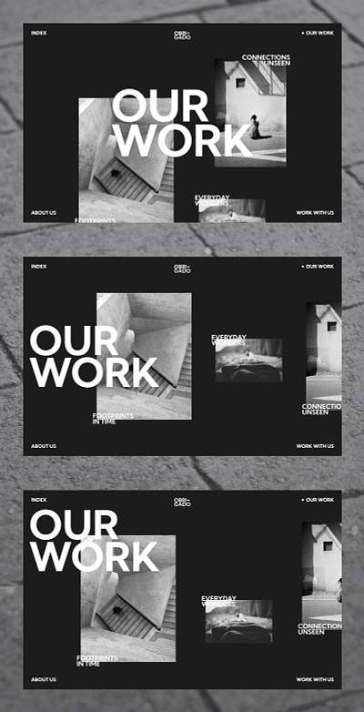Obrigado - Our Work black clean creative desktop exploration gray header hero layout minimal portfolio projects simple typography web web design web development website white work