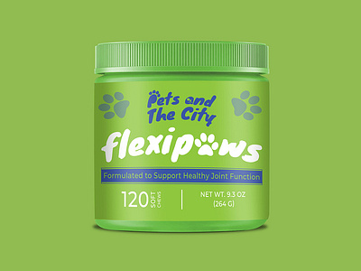 Flexipaws dog supplement label design packaging pet label pet packaging pet supplement supplement packaging
