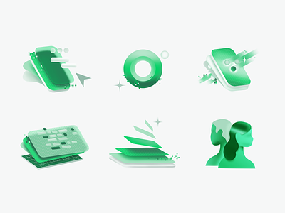 New Netguru Illustrations abstract branding device green illustration layers people phone set spot tech transparent ui web