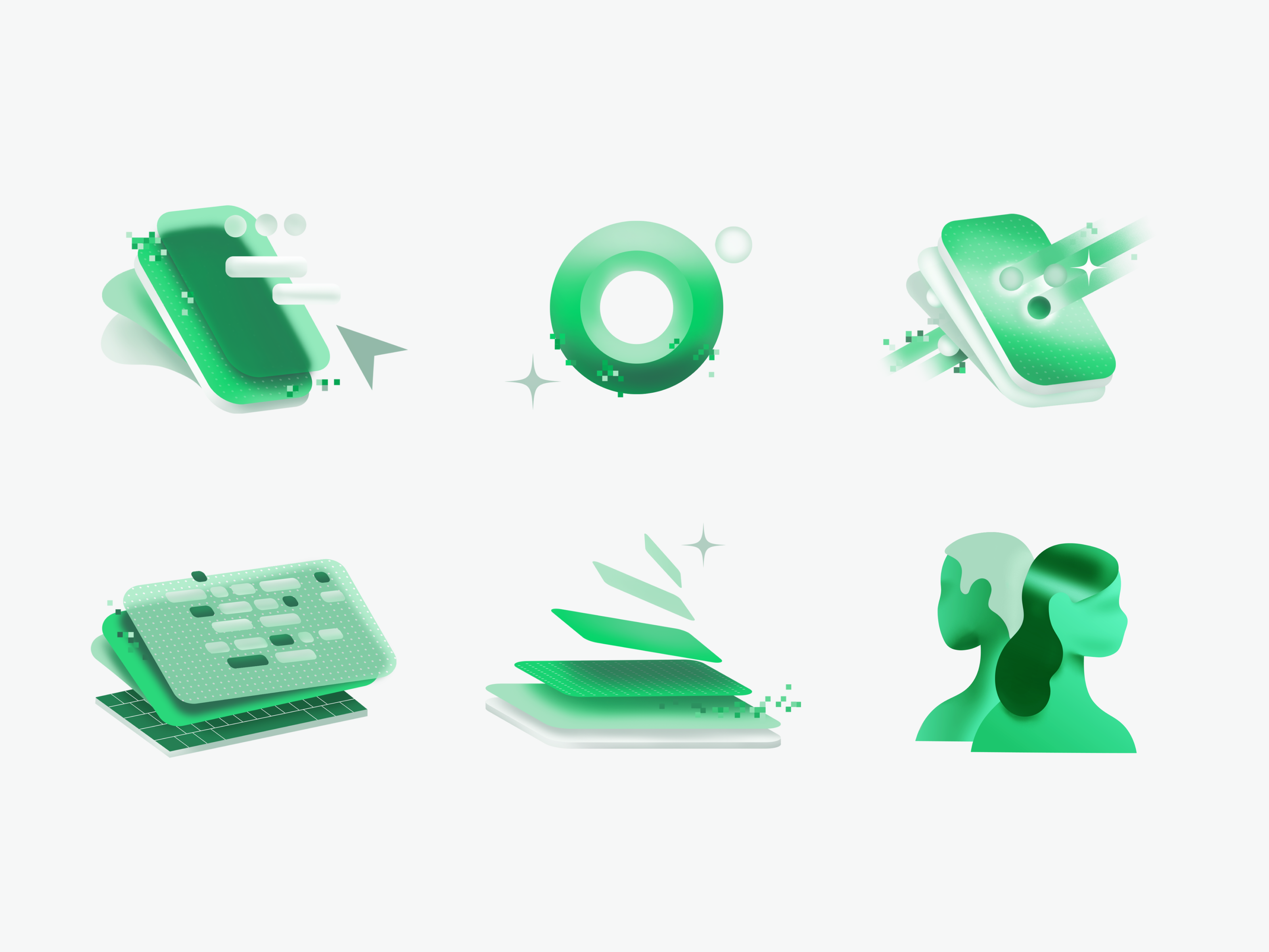 Example of 4 Spot Illustrations / Color / Gradients