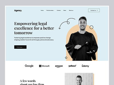 Law Firm Agency Website - Animation advocate after effects animation attorney case consultant footer header landing page law law firm lawyer layout legal motion graphics neo brutalism news service typography website