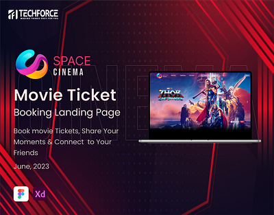 Space Cinema- Movie Tickets Booking Landing Page art branding design graphic design illustration ui vector webdesign