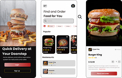 Food delivery app app branding burger coffee delivery design drinks figma food graphic design pizza ui
