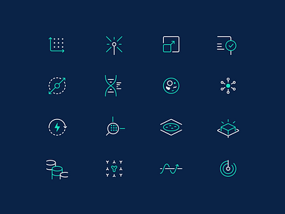 10x Genomics Icons biologist biology biotech cells dark dna genetics helix iconography icons line art ryan brock science