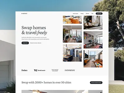 Kindred | Landing Page Refresh branding design desktop graphic design home home exchange home swap hospitality house kindred landing page landing page design product design swapping travel travel design ui ui design ux design website design