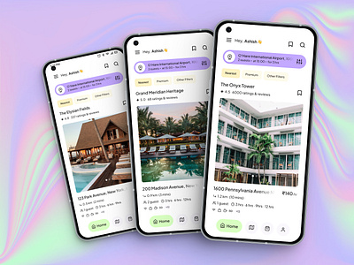 Nearby Hotel Search Become ⚡ Fast and ✨ Easy aesthetic animation challenge clean design figma flat hotel interface minimal practice prototype ui ux