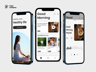 Mediation App Design - Minimal Design Concept app design meditation app meditation app design mimimal design style minimal app minimal design minimal style mobile modern app ui
