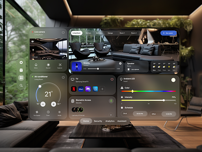 Smart Home visionOS apple apple vision pro ar augmented reality dashboard glassmorphism ios product design smart house spatial ui visionos vr