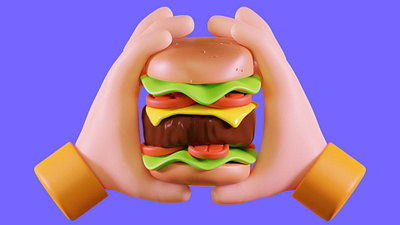 3d Hamburger 3d blender burger cartoonish cheese cute design food game design graphic design hamburger hands low poly