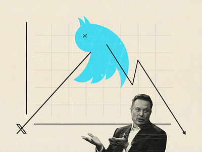 "Is The Demise Of X (Twitter) Inevitable?" chart collage digital collage digital illustration elon elon musk graphic design illustration musk photoshop stock tweet twitter x