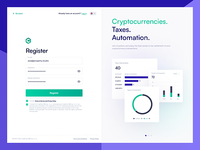 Cryptiony: Register app crypto cryptocurrecy design desktop figma register registration page ui user interface ux