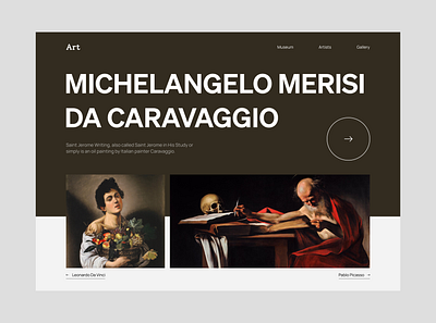 Caravaggio art caravaggio design ui ux web webdesign