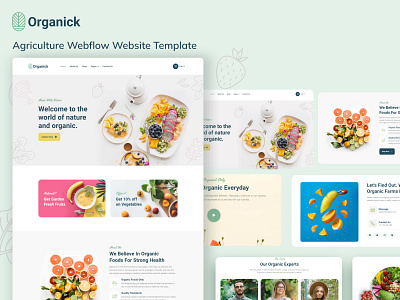 Organick - Agriculture Webflow Website Template Design agency agriculture website template branding business community design food illustration interface logo nature organic website template ui uiux designer web designer webflow website website builders website portfolio