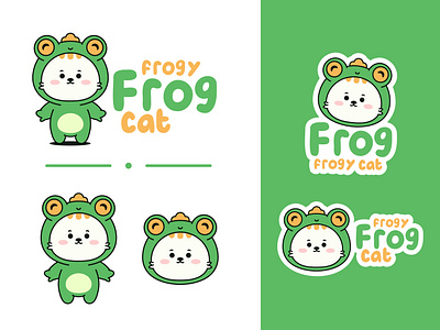 Frogy Frog Cat Cute Character Design branding cat character design design frog graphic design ill illustration logo typography vector