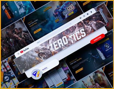 Creative Gamming Web Banners & Product Designs branding esports exclusive gaming gaming ui graphic design products design pubg software thumbnail tohiscreation ui web