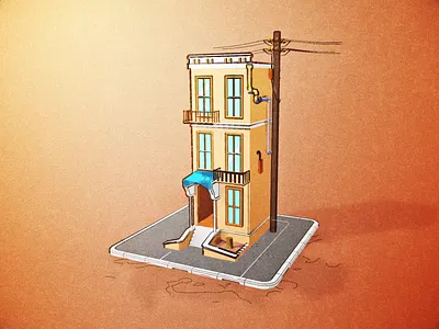 Urban revegetation 3d after effects animation building car cel shading cinema 4d future housing illustration jungle low poly nature revegetation street urban