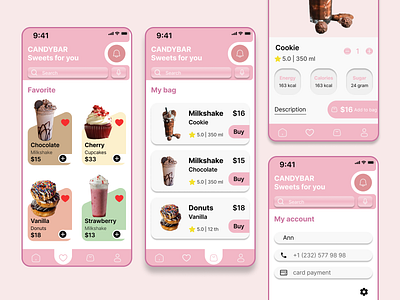Mobile App UX/UI Design | Mobile Design | Sweets App 3d animation app branding design graphic design illustration logo motion graphics typography ui ux vector