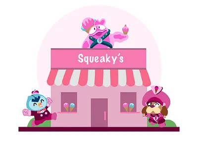 Squeak's Ice Cream Shop design graphic design illustration