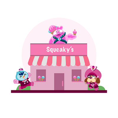 Squeak's Ice Cream Shop design graphic design illustration