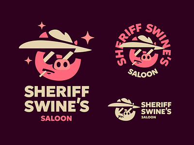Sheriff Swine's Saloon affinity designer bar boar branding cowboy hat livestock logo pig pub saloon sheriff sunglasses vector