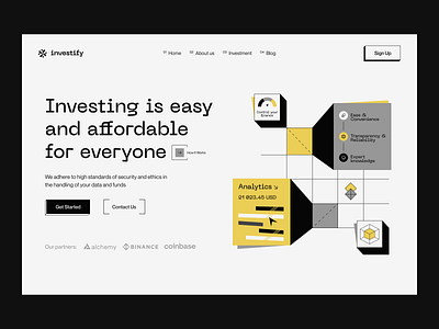 Investify Investment Company - Landing Page banking capital design finance financial fintech forex funding future investments invest investing website investment investment website investor landing page stock market ui ux venture web design website