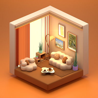 Cozy cute 3D room made in Blender 3d blender cozy cute design home house render room