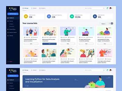 Teach Beacon - E-Learning Administrator Web App analytics classes courses dashboard e learning education education webapp learner modern design online course platform programming study tutor ui design uiux user interface web app