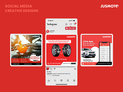 Social Media Creatives - Jusmoto branding creativebranding design facebook graphic design illustration illustrator instagram promotionaldesign socialmediadesign vector