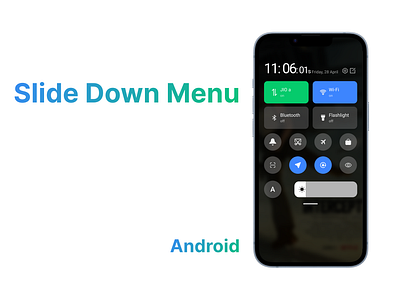 Slide Down Menu andriod brightnessbar data design graphic design illustration menu mobile mobile design screen brightness setting ui design uiux user interface wifi