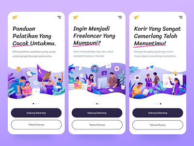 Course App Onboarding Design app career colorful course design education gradient graphic design illustration learning mobile onboarding onlinecourse people potentials training ui ux vector