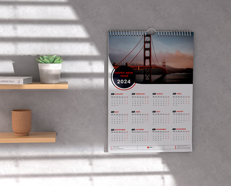 One Page Calendar 2024 by Md Dulal Hosen on Dribbble