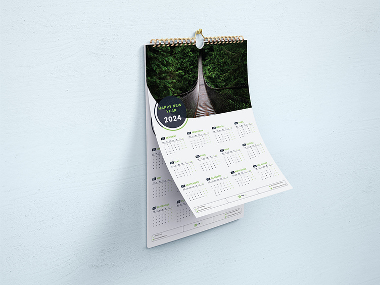 One Page Calendar 2024 by Md Dulal Hosen on Dribbble