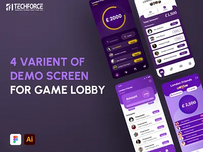 4 Varient of Demo Screen For Game Lobby - Mobile UI art branding design graphic design illustration logo ui ux vector webdesign