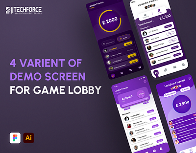 4 Varient of Demo Screen For Game Lobby - Mobile UI art branding design graphic design illustration logo ui ux vector webdesign