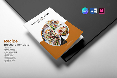 Recipe Book / Cookbook Template brochure canva cook brochure cookbook food guide indesign recipe book word