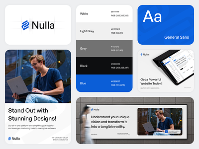 Nulla - Logo and brand identity for a website builder platform brand brand guidelines brand identity branding branding logo clean design graphic design guidelines identity logo page builder saas simple ui visual identity web build web builder website builder