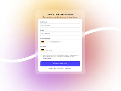 Sign Up Page animation. desktop form glassmorphism registration screen simple ux website