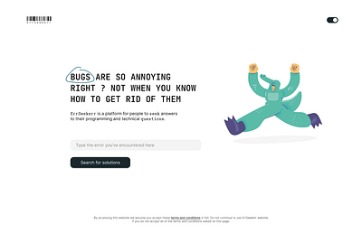 Platform to help developers with bugs (light mode) - Landing Pag dark mode design landing page light mode ui ux uxui design web design