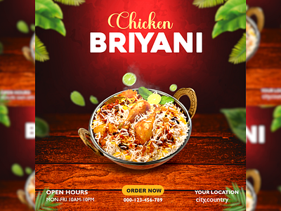 Food Design, social media post ads advertising banner best fast food briyani chicken design famousfood fast food illustration productdesign socialmedia ui