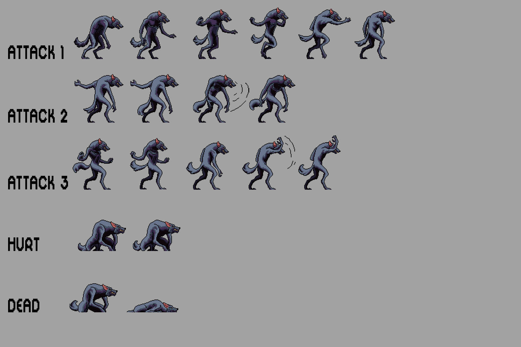 Free Werewolf Sprite Sheets Pixel Art by 2D Game Assets on Dribbble