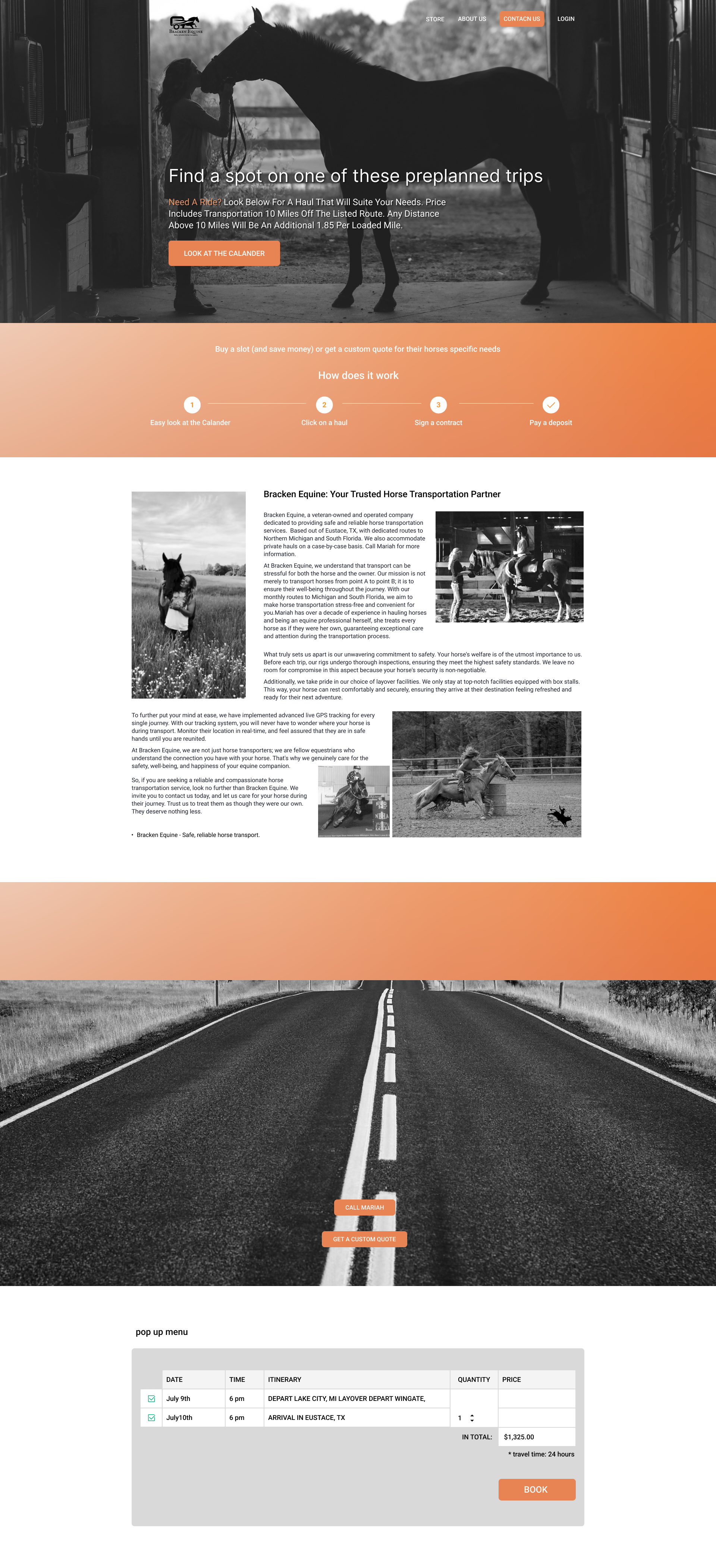 Landing page - Bracken Equine design graphic design typography ui ux