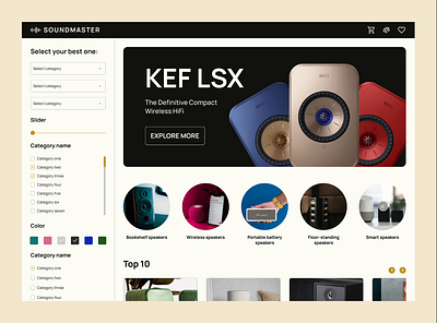 Music Speakers Shop Web Interface design figma onlineshop prototype ui web website