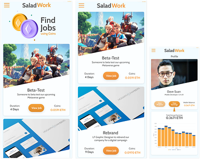Salad Work Blockchain App desig design graphics thinking ui ux