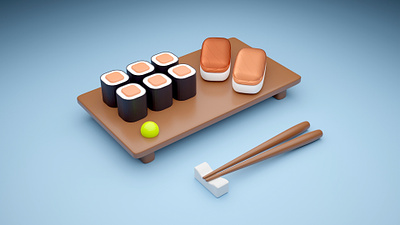 3D Sushi 3d app brand design branding design graphic design illustration modeling vector