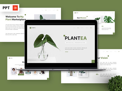 Plantea - Powerpoint Templates cactus green portfolio powerpoint slide template vase