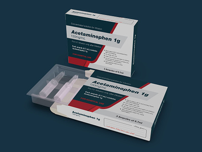 Acetaminophen 1g Ampule Box Packaging Design design graphic designer illustration label design logo mockup packaging design packaging designer structural design ui