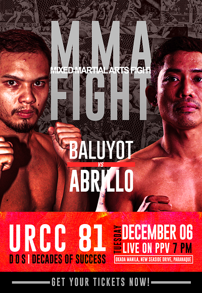 URCC | MMA 1 vs 1 match design graphic design poster typography