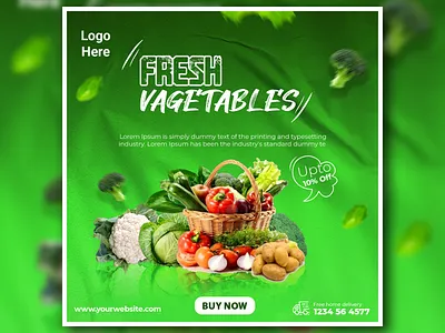 Fresh Vegetables Social Media Post Template adobe adobe photoshop ads banner creative creative emamul hasan design graphic design marketing photoshop promo promotin psd sale sale banner sale post social media social media banner template template