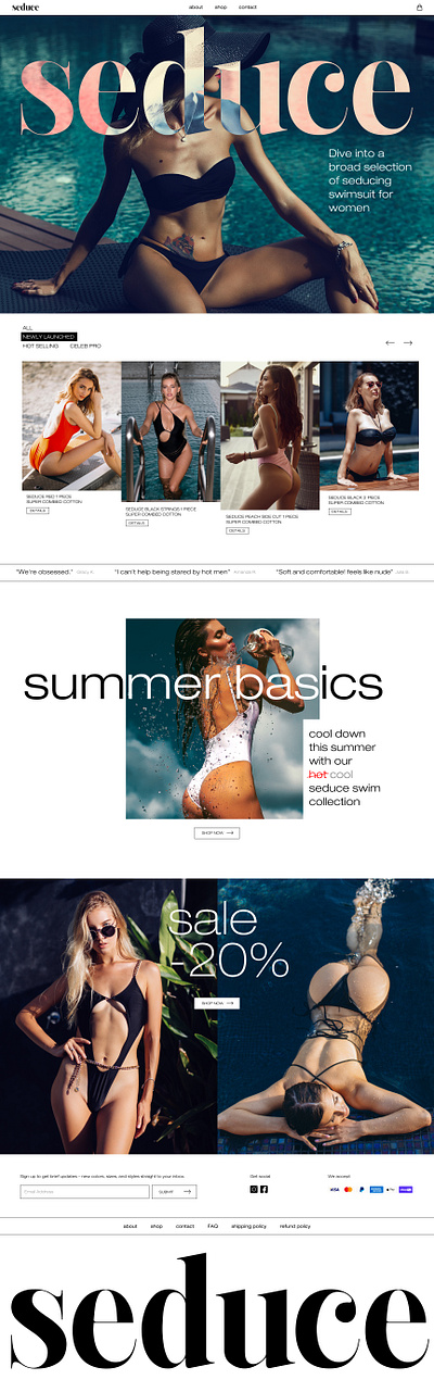 'Seduce' Swimsuits Landing Page Design branding design graphic design illustration landing page landing page design ui ui ux ux web web design website website design